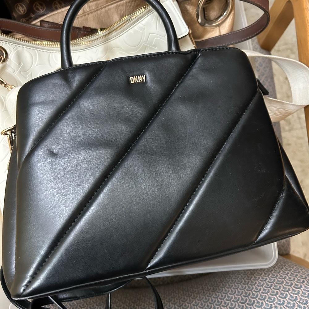 DKNY Black Diagonal Quilted Handbag